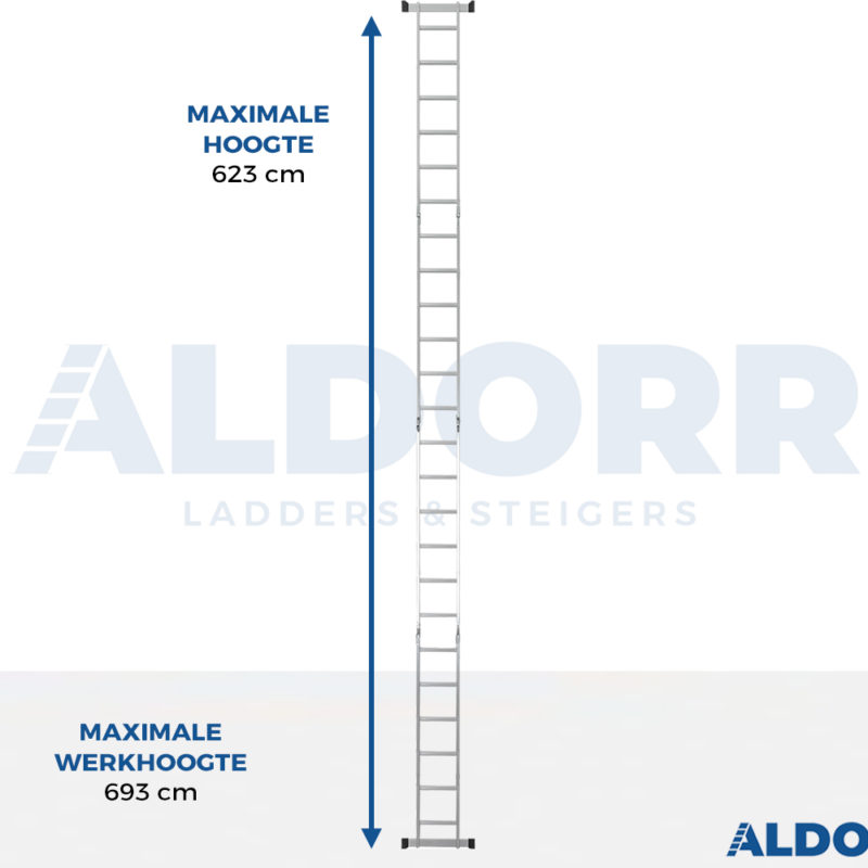 Vouwladder 4 x 6 treden 6,20 meter zonder platform - ALDORR Home