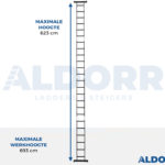 Vouwladder 4 x 6 treden 6,20 meter zonder platform - ALDORR Professional (Stabilisatiebalk: 120cm)