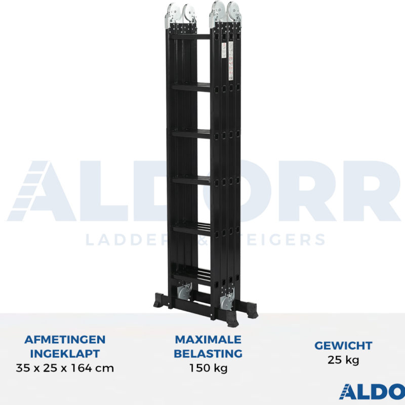 Vouwladder 4 x 6 treden 6,80 meter zonder platform - ALDORR Professional - Tweede kans