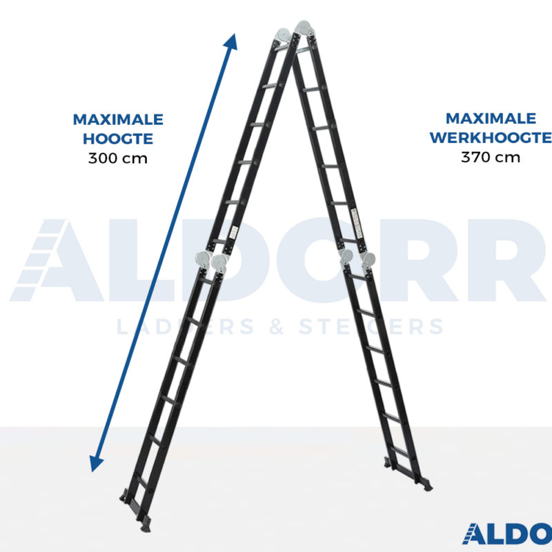 Vouwladder 4 x 6 treden 6,20 meter zonder platform - ALDORR Professional (Stabilisatiebalk: 120cm)