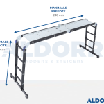 Vouwladder 4 x 4 treden 4,70 meter met platform - ALDORR Professional