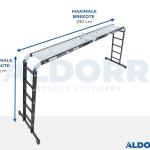 Vouwladder 4 x 5 treden 5,70 meter met platform - ALDORR Professional (Stabilisatiebalk: 120cm)