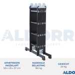 Vouwladder 4 x 4 treden 4,70 meter met platform - ALDORR Professional