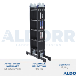 Vouwladder 4 x 5 treden 5,70 meter met platform - ALDORR Professional (Stabilisatiebalk: 120cm)