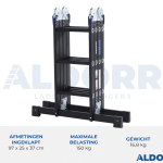 Vouwladder 4 x 3 treden 3,50 meter met platform - ALDORR Professional