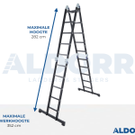 Vouwladder 4 x 5 treden 5,70 meter met platform - ALDORR Professional (Stabilisatiebalk: 120cm)