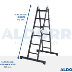 Vouwladder 4 x 3 treden 3,50 meter met platform - ALDORR Professional