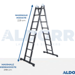 Vouwladder 4 x 4 treden 4,70 meter met platform - ALDORR Professional