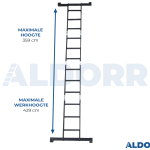 Vouwladder 4 x 3 treden 3,50 meter met platform - ALDORR Professional