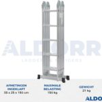Vouwladder 4 x 5 treden 5,70 meter met platform - ALDORR Home (Stabilisatiebalk: 120cm)