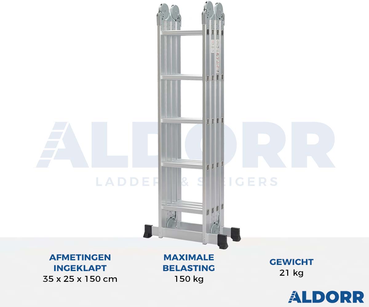 Vouwladder 4 x 5 treden 5,70 meter met platform - ALDORR Home - Tweede kans
