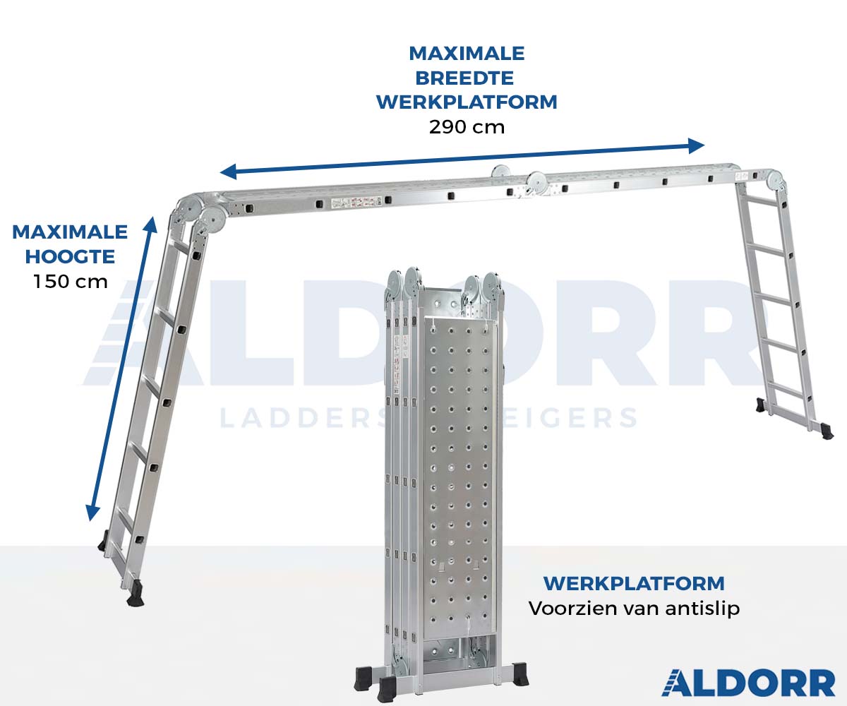 Vouwladder 4 x 5 treden 5,70 meter met platform - ALDORR Home