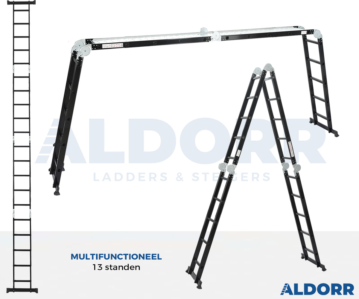 Vouwladder 4 x 5 treden 5,70 meter met platform - ALDORR Professional - Tweede kans