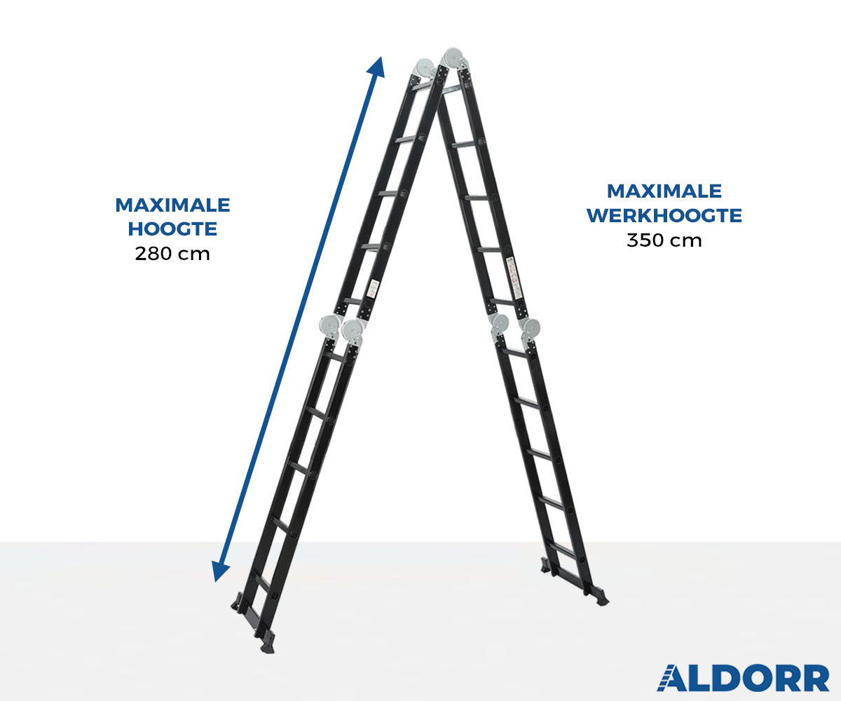 Vouwladder 4 x 5 treden 5,70 meter met platform - ALDORR Professional