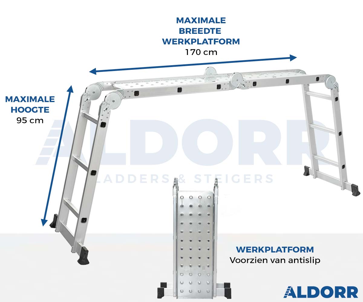 Vouwladder 4 x 3 treden 3,50 meter met platform - ALDORR Home