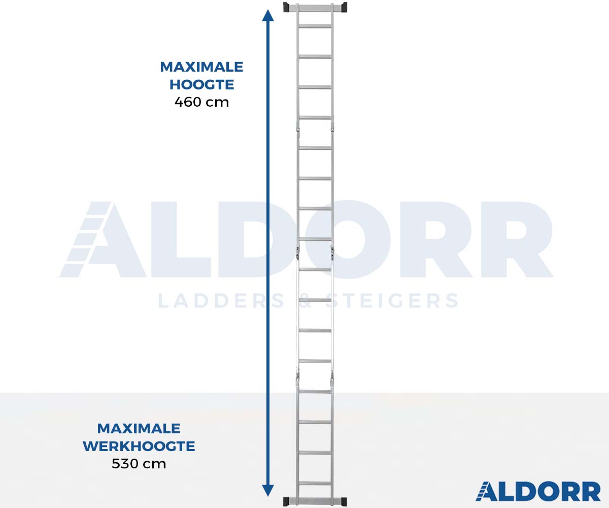 Vouwladder 4 x 4 treden 4,70 meter met platform - ALDORR Home
