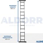 Vouwladder 4 x 3 treden 3,50 meter met platform - ALDORR Professional (Stabilisatiebalk: 120cm)