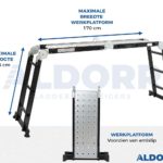 Vouwladder 4 x 3 treden 3,50 meter met platform - ALDORR Professional