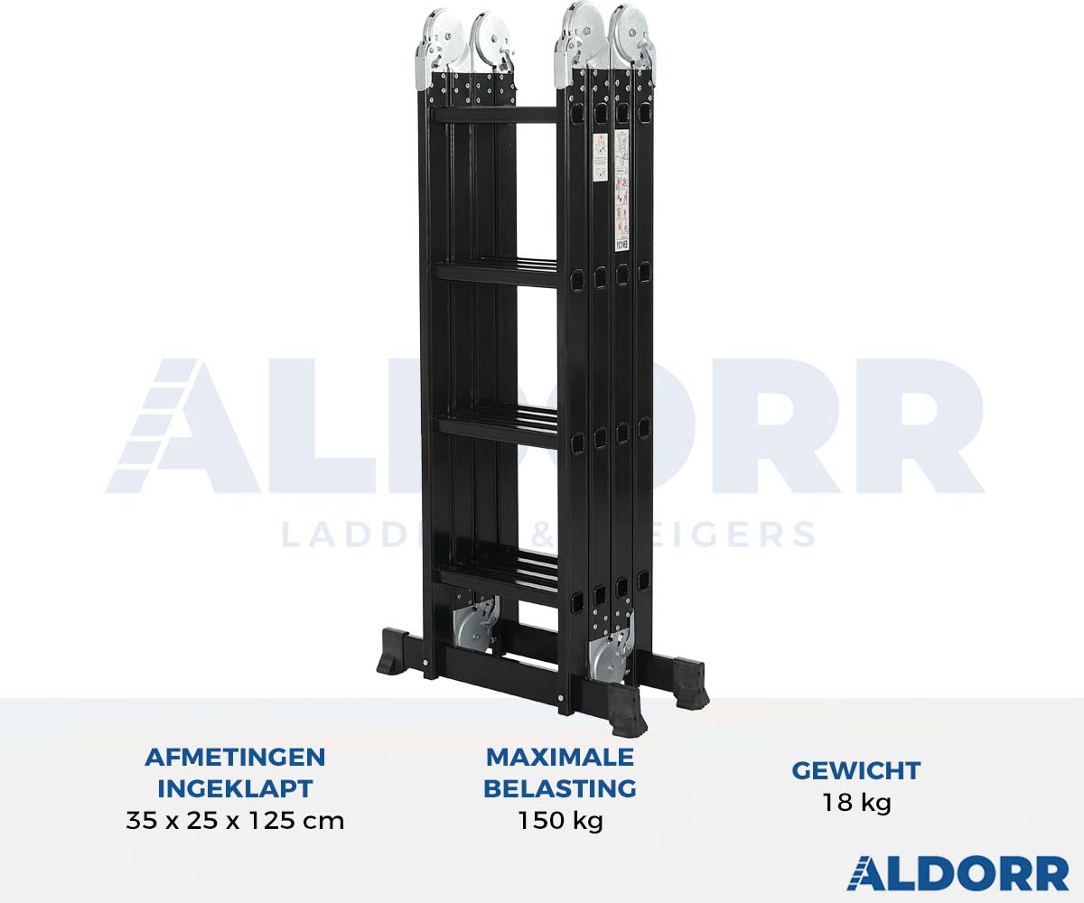 Vouwladder 4 x 4 treden 4,70 meter met platform - ALDORR Professional