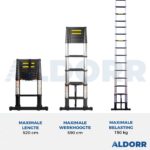 Telescoopladder 5,20 meter met telescopische stabilisatiebalk - ALDORR Professional