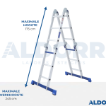 Vouwladder 4 x 3 treden 3,50 meter met platform - ALDORR Home