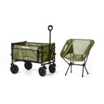 Bolderkar – XL – Opvouwbaar – 100L – Groen - Inclusief Campingstoel