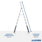 Telescopische vouwladder 2,40 + 3,00 meter - ALDORR Professional