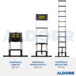 Telescoopladder 3,20 meter met telescopische stabilisatiebalk – ALDORR Professional